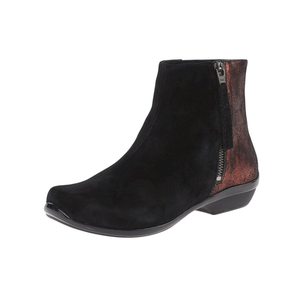 Dansko Otis Copper Metallic Womens 6.5-7 Suede Ankle Boots Black/Copper